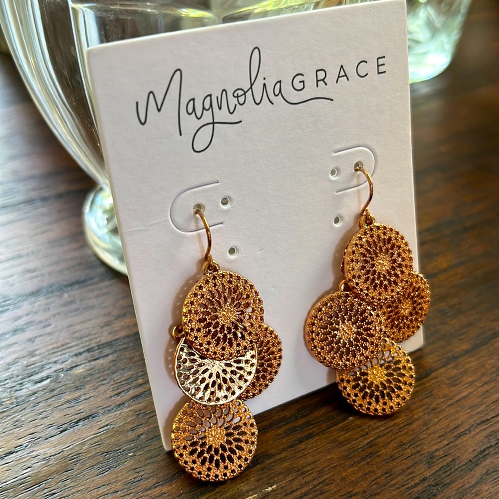 Magnolia Grace - Rose Gold | Dangle Circles Drop Earrings